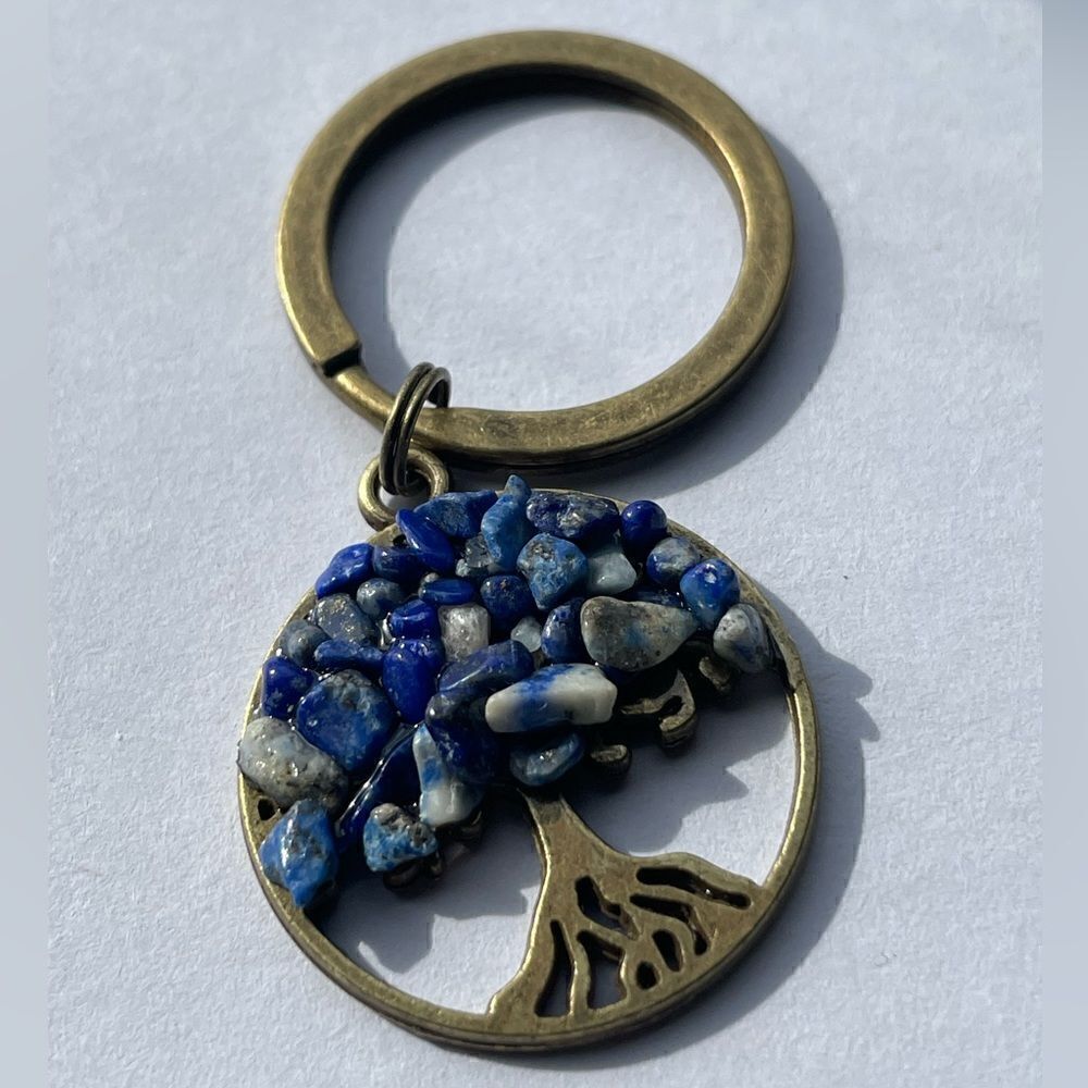 Tree of Life Natural Blue Stone (Sodalite) Keychain - Picture 13 of 16
